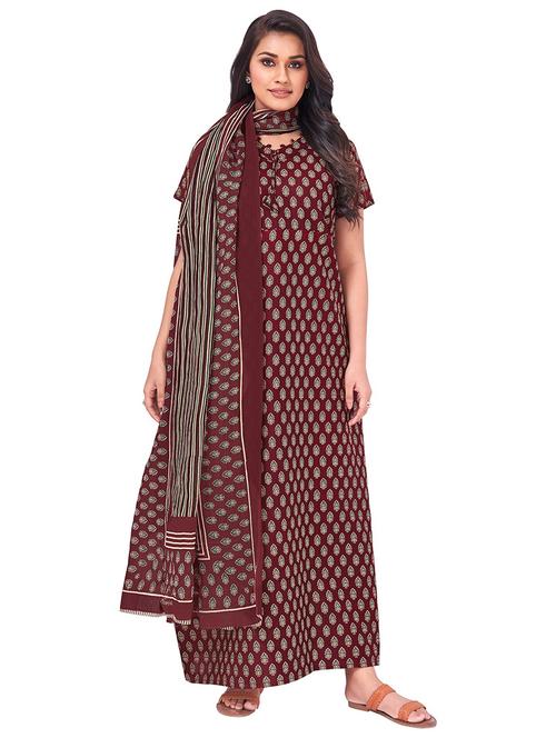 women printed short sleeves nighty with dupatta - 21153760 - Very Small Image - 1