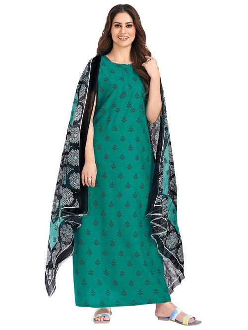 women printed short sleeves nighty with dupatta - 21153773 - Very Small Image - 1