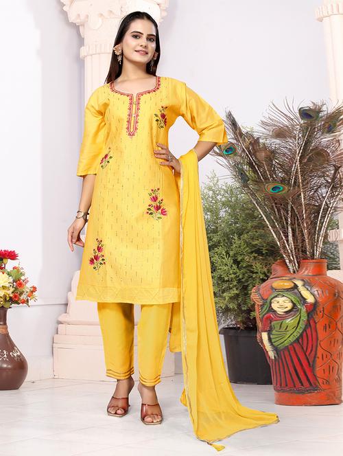women notch neck kurta pant set with dupatta - 21153877 - Very Small Image - 1