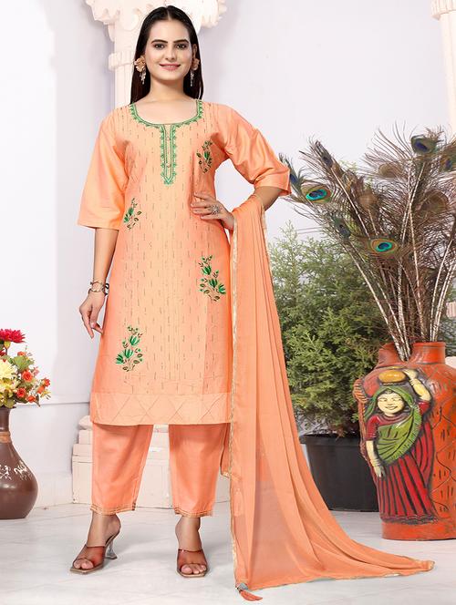 women notch neck kurta pant set with dupatta - 21153878 - Very Small Image - 1