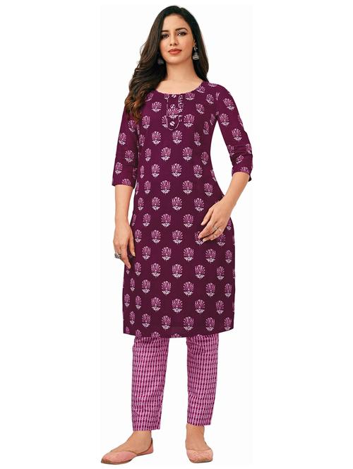 women round neck cotton straight kurta - 21154179 - Very Small Image - 1