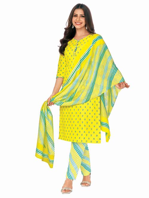 women printed cotton kurta pant with dupatta set - 21154215 - Very Small Image - 1