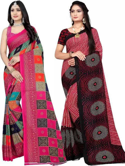pack of 2 multi colored combo saree - 21154857 - Very Small Image - 1