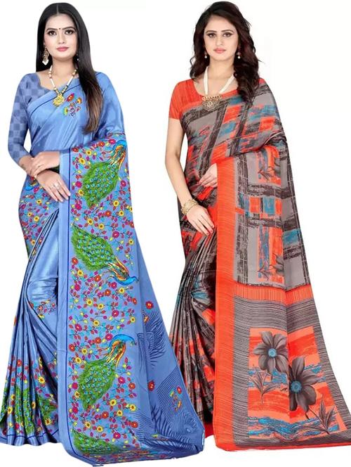 pack of 2 multi colored combo saree - 21154917 - Very Small Image - 1