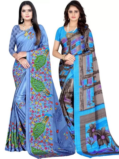 pack of 2 multi colored combo saree - 21154919 - Very Small Image - 1