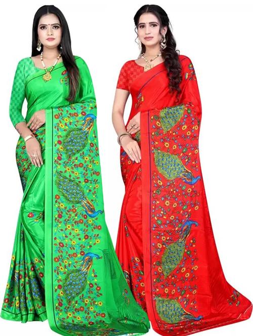 pack of 2 multi colored combo saree - 21154921 - Very Small Image - 1