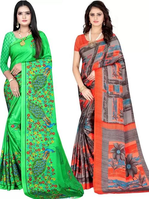 pack of 2 multi colored combo saree - 21154925 - Very Small Image - 1