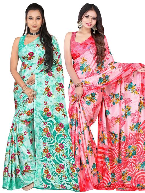 pack of 2 multi colored combo saree - 21154951 - Very Small Image - 1