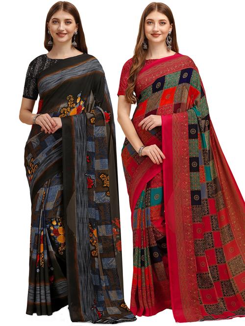 pack of 2 multi colored combo saree - 21155104 - Very Small Image - 1