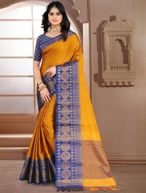 women self design kanjivaram saree with blouse - 21155282 - Very Small Image - 1