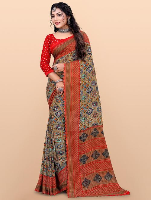 women printed saree - 21155289 - Very Small Image - 1