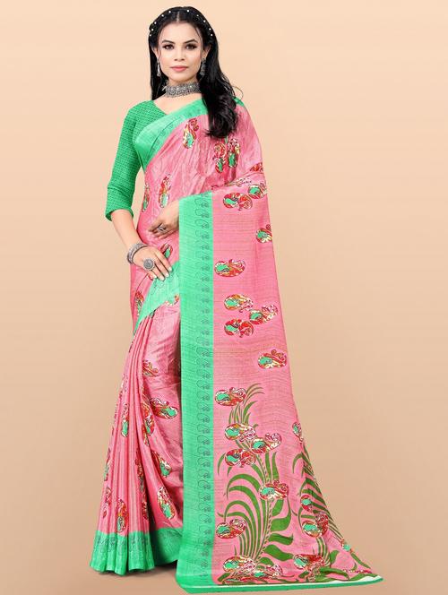 women printed saree with blouse - 21155346 - Very Small Image - 1