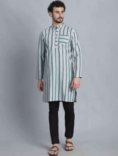 men striped cotton long kurta - 21155943 - Very Small Image - 1