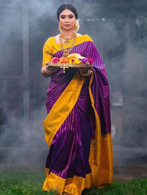 women kanjivaram saree with blouse - 21156243 - Very Small Image - 1