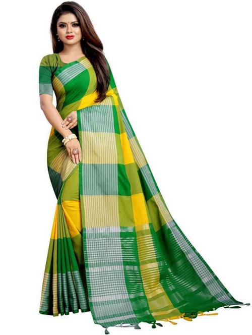 women checkered handloom saree with blouse - 21156322 - Very Small Image - 1