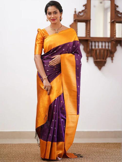 multi colored silk blend kanjivaram saree - 21156763 - Very Small Image - 1