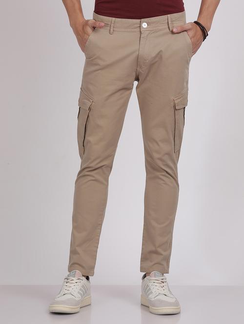 men solid mid rise cotton casual trouser - 21158286 - Very Small Image - 1