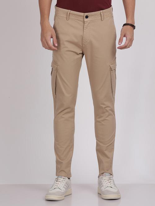 men solid mid rise cotton casual trouser - 21158290 - Very Small Image - 1