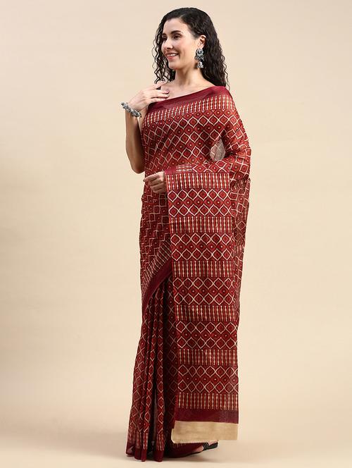 women rust self design handloom saree - 21158330 - Very Small Image - 1