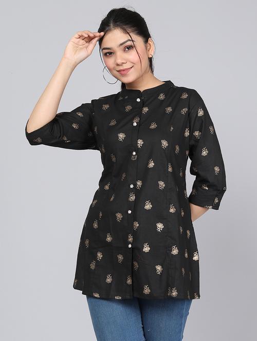 women printed three quarter sleeves a-line kurti - 21161153 - Very Small Image - 1