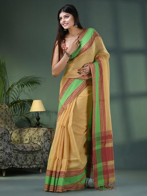 lime cotton handloom saree - 21161543 - Very Small Image - 1