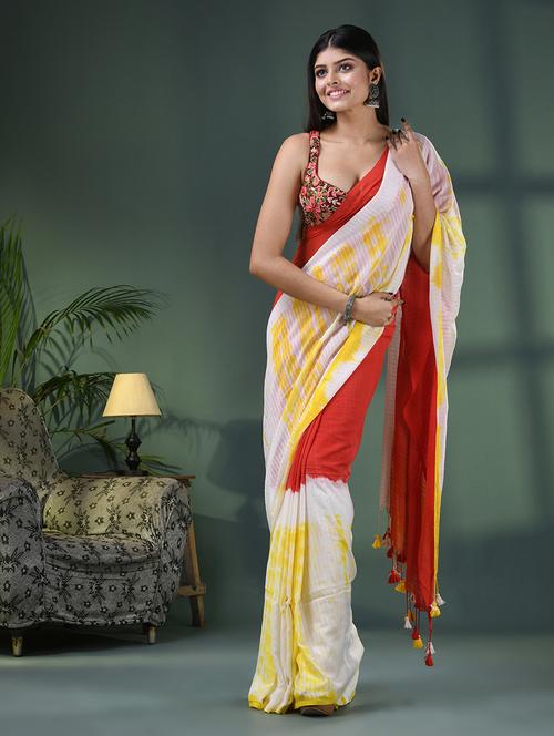 red cotton handloom saree - 21161554 - Very Small Image - 1
