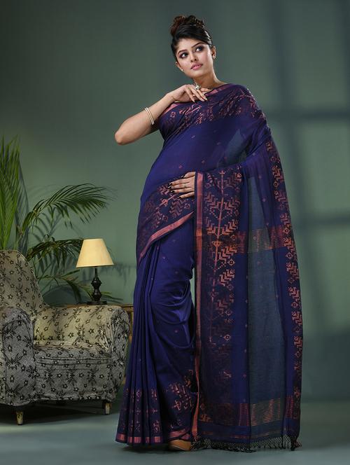 self design handloom saree with blouse - 21161570 - Very Small Image - 1
