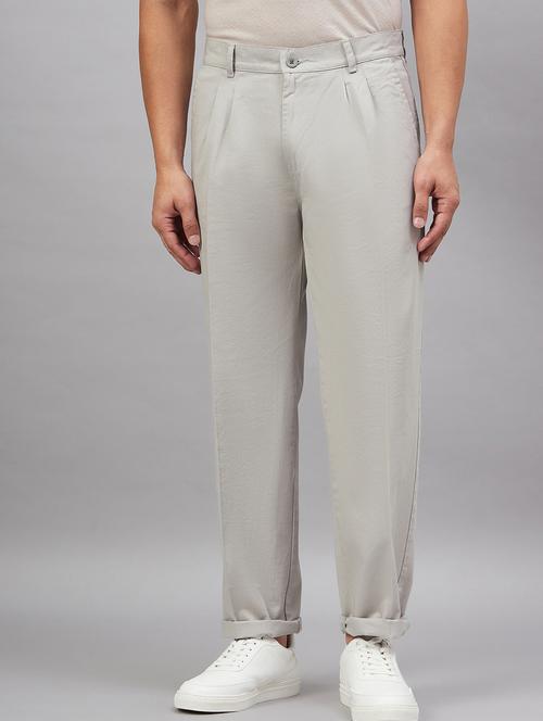 men solid mid rise pleated casual trouser - 21161804 - Very Small Image - 1