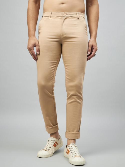 khaki cotton flat front casual trouser - 21161827 - Very Small Image - 1