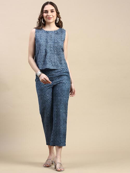 navy blue cotton tailored trouser - 21162016 - Very Small Image - 1