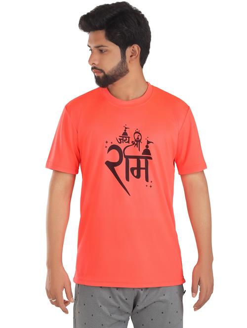 orange chest printed casual t-shirt - 21167300 - Very Small Image - 1