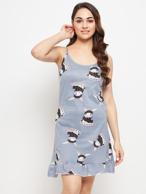 grey printed viscose sleepshirt - 21167400 - Very Small Image - 1