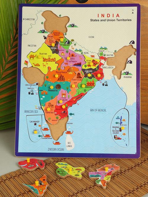puzzle indian map, states of india with capitals & monument(15"x12" inch) - 21167581 - Very Small Image - 1