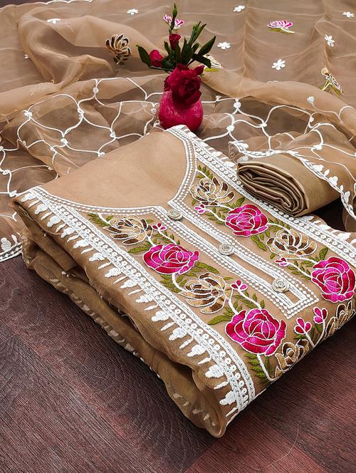 embroidered unstitched suit set - 21167591 - Very Small Image - 1