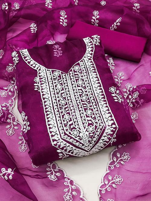 embroidered unstitched suit set - 21167649 - Very Small Image - 1