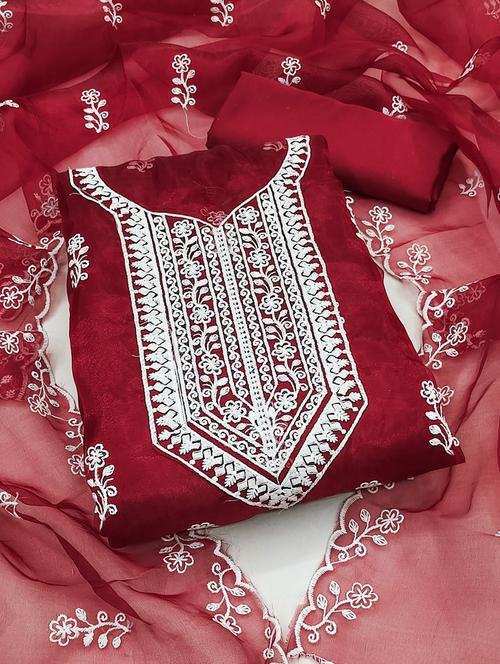 embroidered unstitched suit set - 21167650 - Very Small Image - 1