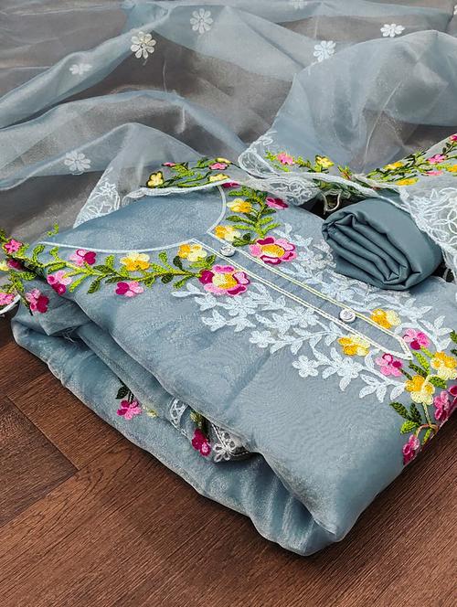 embroidered unstitched suit set - 21167658 - Very Small Image - 1