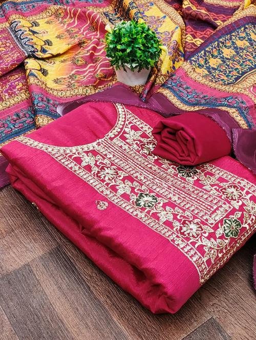 embroidered unstitched suit set - 21167685 - Very Small Image - 1