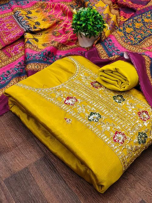 embroidered unstitched suit set - 21167687 - Very Small Image - 1