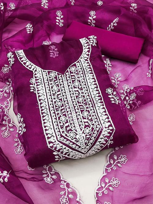 embroidered unstitched suit set - 21167692 - Very Small Image - 1