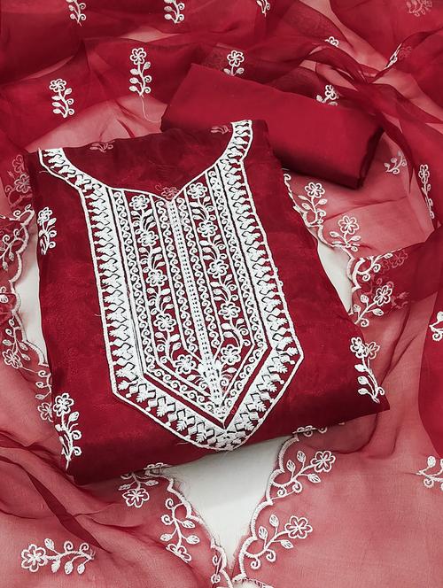 embroidered unstitched suit set - 21167693 - Very Small Image - 1