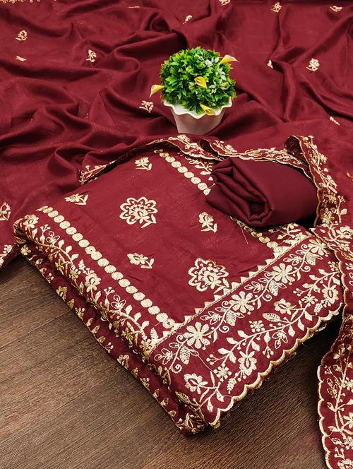 embroidered unstitched suit set - 21167715 - Very Small Image - 1