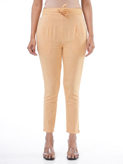 solid beige cotton chinos trouser - 21167746 - Very Small Image - 1