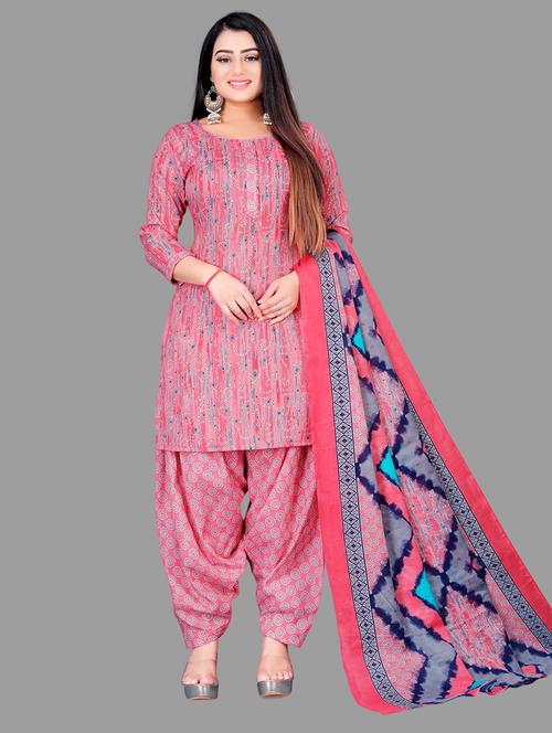 printed unstitched patiyala suit set - 21167776 - Very Small Image - 1