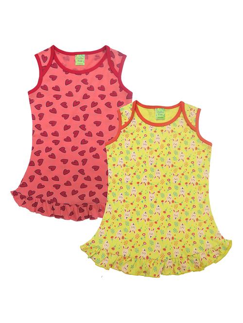 girls round neck printed frock combo - 21168114 - Very Small Image - 1
