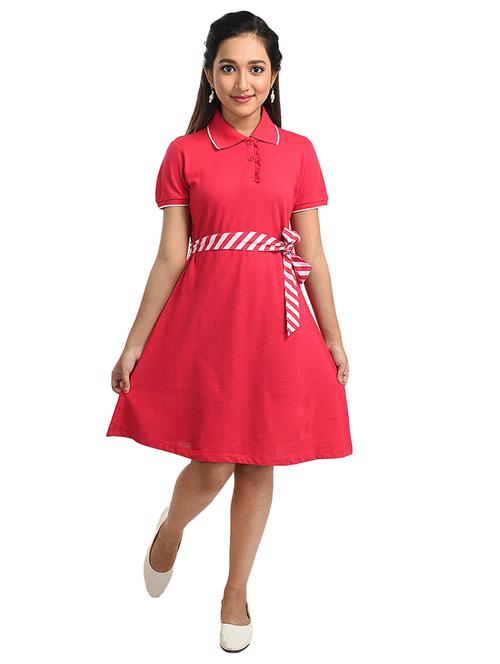 girls collar neck solid frock - 21168117 - Very Small Image - 1