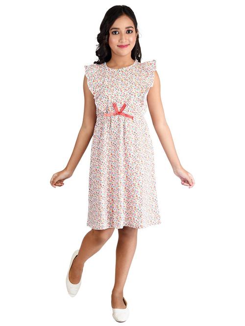 girls round neck printed frock - 21168118 - Very Small Image - 1