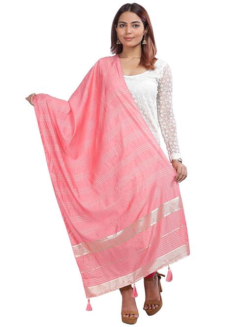 women pink self design dupatta - 21169066 - Very Small Image - 1