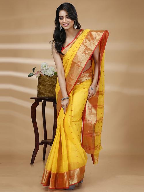yellow cotton tant saree - 21170014 - Very Small Image - 1