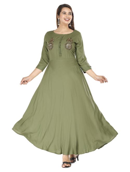 women three quarter sleeve ethnic dress - 21170678 - Very Small Image - 1